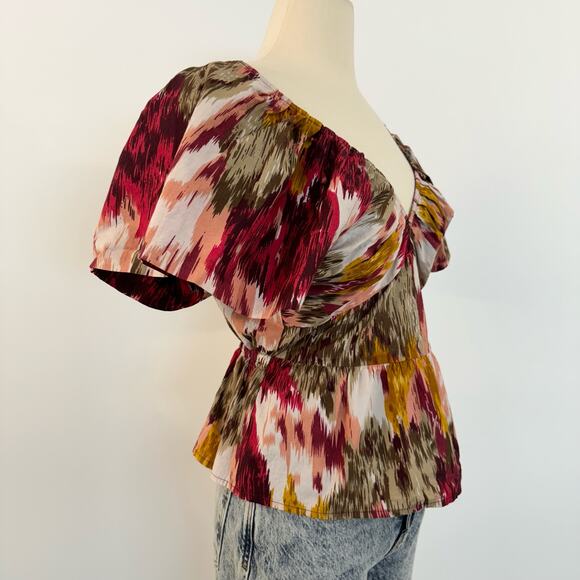Love the Label Anthropologie Painterly Open-Back Blouse Crop Top | Size XS - Picture 2 of 10
